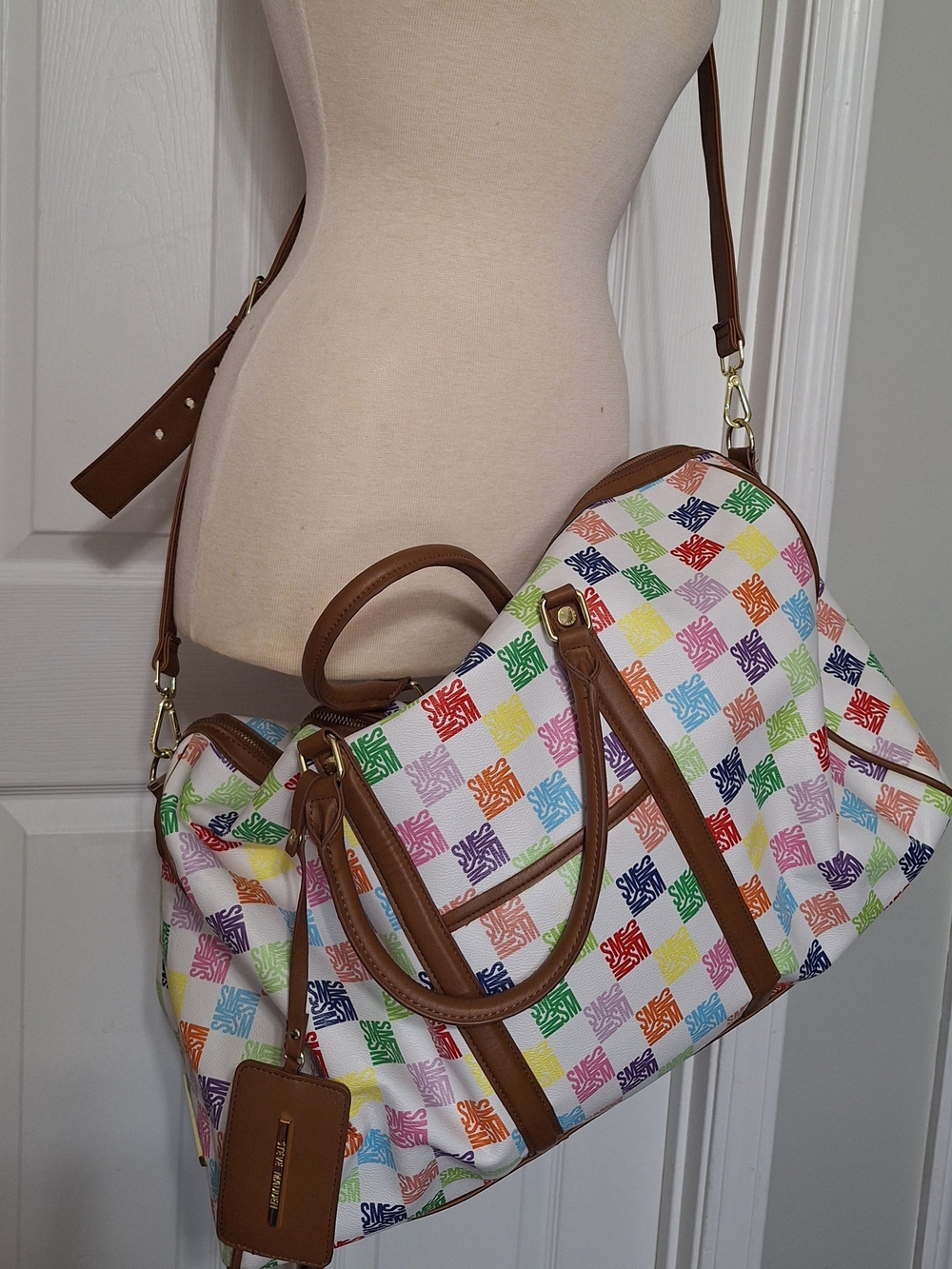 Steve Madden Multicolor Logo-Print Weekender Duffle Bag